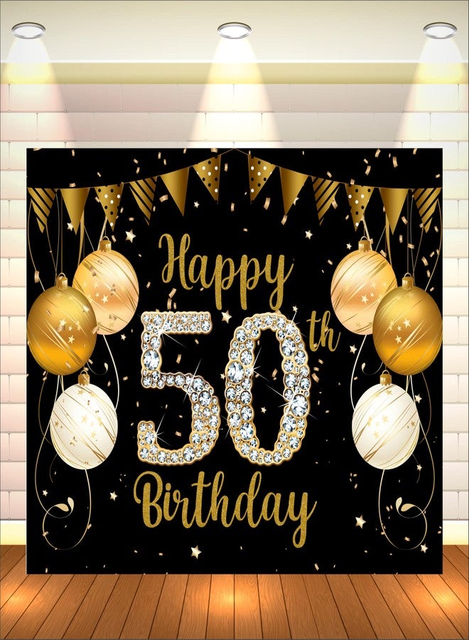 Party Baazaar 50th Birthday Backdrop 5x4 Ft | Backdrops for Decoration | Birthday Decoration Backdrop | Banner for Kids Theme Party - Image 1